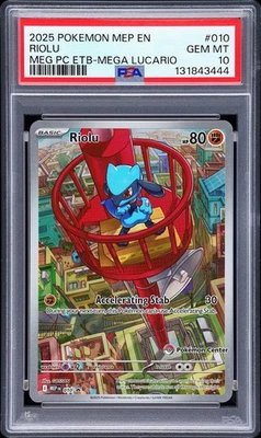 PSA 10 GEM MINT Riolu Pokemon Center ETB Promo Mega Evolution 010 POP 9! Pokemon - Image 1 of 3