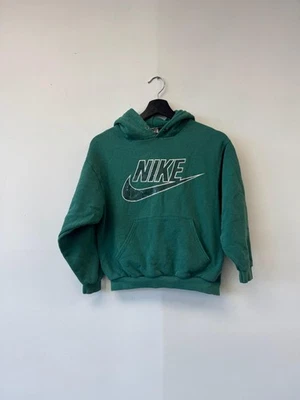 Vintage Nike Hoodie Youth Medium 10/12 Green Pullover Swoosh Logo Made USA 90s - Image 1 of 4