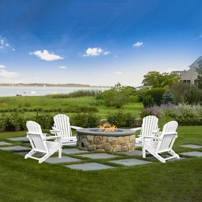 Juego de 4 sillas plegables Adirondack texturas de madera, sillas de patio de plástico resistentes Foto 1 de 4