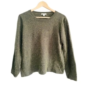 J. Crew Mercantile Army Green Nubby Crew Neck Sweater Wool and Cotton Size XL - Picture 1 of 3
