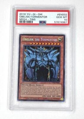 2016 YuGiOh Obelisk the Tormentor CT13-EN002 Limited Edition Secret Rare PSA 10 - Image 1 of 2