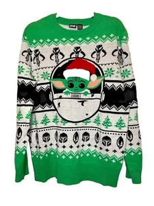 Star Wars Unisex The Mandalorian Baby Yoga in Nikolausmütze Weihnachtspullover XL - Bild 1 von 7