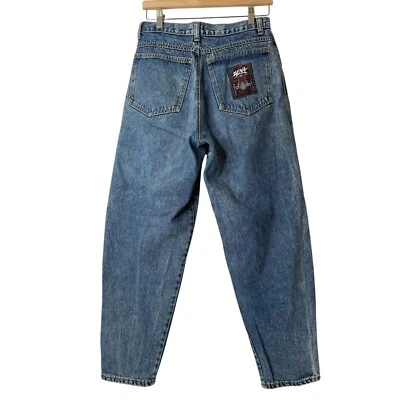 Jeans Zena vintage tamanho 12 patchwork cintura alta mamãe cano perna denim hippie retrô anos 90 - Imagem 1 de 4