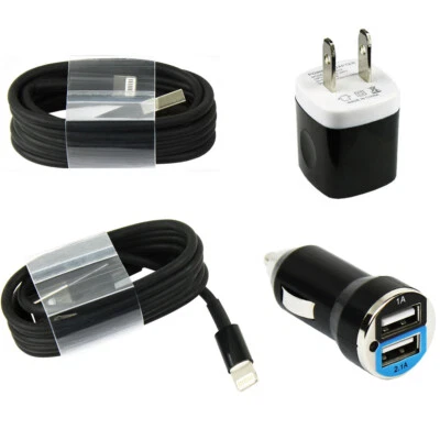 2 x Kits de Carga - Cables + Cargadores de Pared y Coche para iPhone 13 12 11 X 8 7 6 Foto 1 de 4