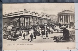 OLD POSTCARD LONDON THE BANK AND ROYAL EXCHANGE - Picture 1 of 2