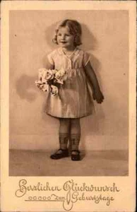 Felicitación CUMPLEAÑOS niña con flores postal 1933 desde Liebenwerda a Grünhaus gel. - Imagen 1 de 2