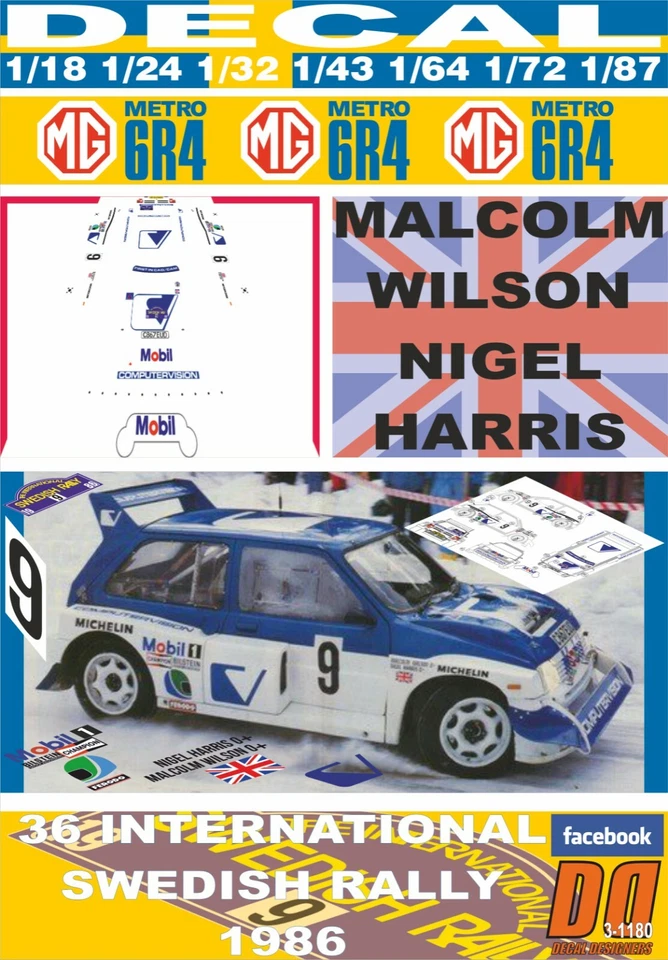 DECAL MG METRO 6R4 M.WILSON SWEDISH R. 1986 DnF (06) - Image 1 of 1