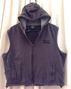 Harley Davidson H.D. Men’s XL Gray Sleeveless Zip Hoodie Hooded Sweatshirt GUC - Picture 1 of 7