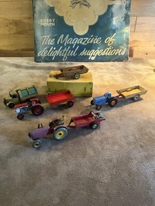 Collection Of Dinky Lesney Tractors And Trailers Massey Harris Ferguson - Picture 1 of 18