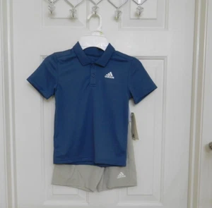 NWT 2pc Adidas Blue Polo Shirt & Shorts Set sz 4 - Picture 1 of 1