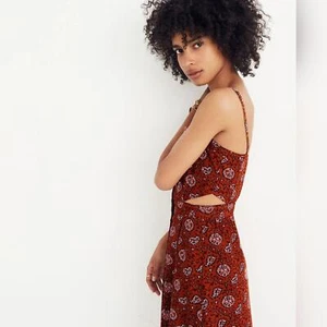 Madewell NWT Cutout Midi Dress in Warm Paisley Size 0 Button up - Picture 1 of 9