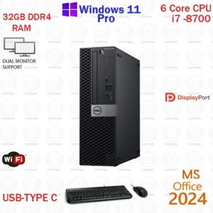 Dell Desktop PC i7 8700 32GB RAM, 512GB NVME + 1TB Windows 11 Office 2024 - Picture 1 of 3