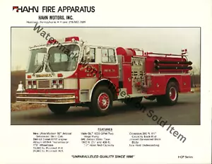 Hahn Fire Apparatus Sales Brochure VTG Photograph Print 8.5x11" - Picture 1 of 1