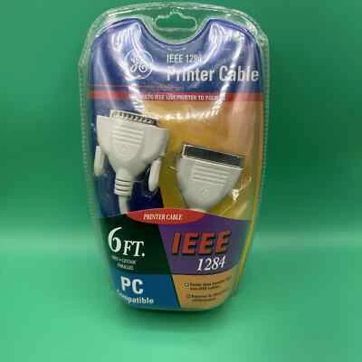 GE - IEEE 1284 Printer Cable 6 Ft. Connector PC Compatiable BRAND NEW SEALED VTG - Image 1 of 4