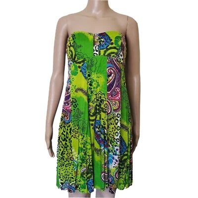 Peppermint Bay Dress Size S Green Floral Sleeveless Sundress Vacation Beach  - Image 1 of 4