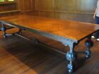 Antique Oak Carved Wood Dining Table Conf "17th Century-Style" 144" x 48" x 31"