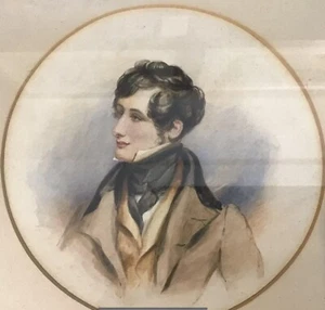 Antique Regency Watercolour Portrait Painting Of A Young Dandy Gentleman C1820 - Picture 1 of 5