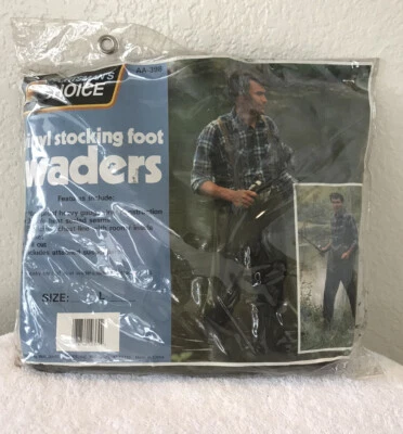 Sportsman’s Choice Waders Vinyl Stocking Foot Size Large Attached Suspenders New - Image 1 of 4
