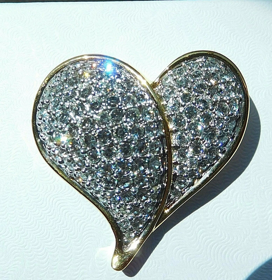 Broche corazón hinchado Swarovski enchapado en oro Foto 1 de 3