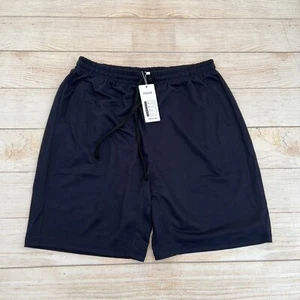 Men's Casual Shorts Elastic Waist Active Jogger Gym Navy Blue Short Pocket L - Picture 1 of 10