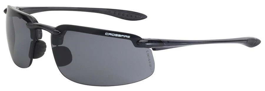 Crossfire ES4 Safety Glasses Crystal Black Frame Smoke Lens ANSI Z87 - Image 1 of 1
