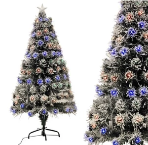 Albero di Natale innevato a fibra ottica alto 150 illuminato da 165 LED RGB mult - Foto 1 di 4