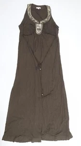 Monsoon Womens Brown Viscose Blend Maxi Size 16 - Embellished Neck - Picture 1 of 10