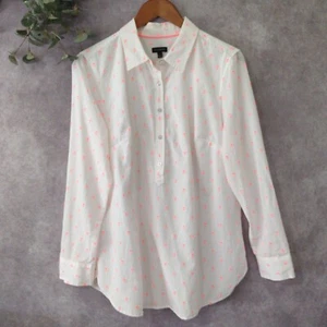 Talbots Bluse Damen L rosa gepunktet Swiss Langarm Henley Lose Fit Pullover - Bild 1 von 7