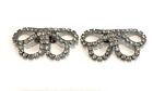 Vintage Bow Shaped with Clear Prong Set Rhinestone Shoe Clips