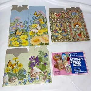 Vintage 1985 Geschenk Goodie Box 3er Set Blumen Schmetterling Pilz Süßigkeiten Kekse - Bild 1 von 3