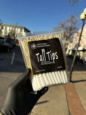 6” 100 piezas puntas altas XL hisopo de algodón absorbente, ecológico, bambú, punta Q grande Foto 1 de 2