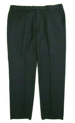 $345 Pantalones de vestir para hombre Armani Collezioni negros de lujo de lana frente plano talla 37x29,5 Foto 1 de 4
