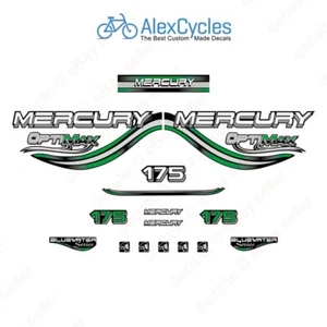 Mercury OptiMax Bluewater 175 HP Green Outboard Laminated Decals Stickers Kit - Bild 1 von 1