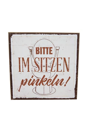 TypeStoff Holzschild mit Spruch – BITTE IM SITZEN PINKELN – Vintage-Look Deko - Bild 1 von 2
