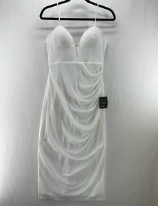 Lulus einzigartig raffiniertes figurbetontes Bustier Midikleid Damen Gr. L Träger weiß - Bild 1 von 14