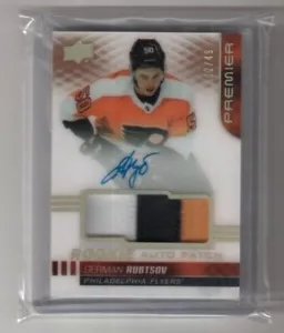 2019-20 UD Premier Acetate Rookie Auto Patch Gold Spectrum German Rubtsov Flyers - Foto 1 di 2
