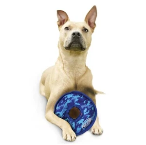 NERF Dog Squeak & Crunch Toy NYLON - TOSS & TUGG RING 23CM - Picture 1 of 4