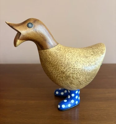 Botas de agua DCUK The Duck Company Natural Welly Ducklet azul manchado madera 5 1/2" Foto 1 de 4