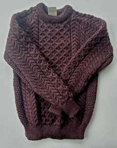 Maglione vintage CARRAIG DONN Irlanda vino rosso maglia cavo lana taglia 36/XS - Foto 1 di 5
