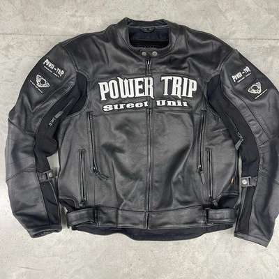 CHAQUETA DE MOTO DE CUERO POWER TRIP STREET UNIT FORRO EXTRAÍBLE ACOLCHADO TALLA 44 Foto 1 de 4