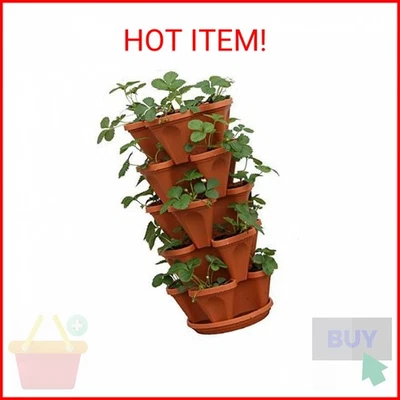 Maceta de fresas Mr. Stacky de 5 niveles, 5 ollas Foto 1 de 2