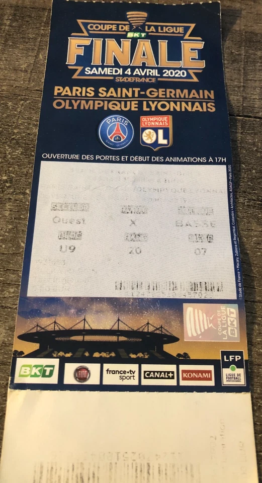 TICKET )) PSG  V O.L - Finale Coupe de la Ligue 2020 - Photo 1/1