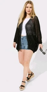 Torrid Medallion Black Knit Open Front Cardigan Black Whimsigoth Fairy Size 1/2 - Picture 1 of 11