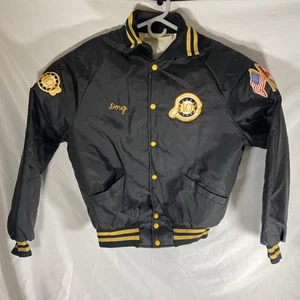 Giacca vintage Baltimora Skipjacks Hockey Club nera gialla grande USA anni 80 AHL - Foto 1 di 12