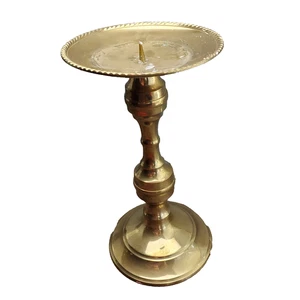 Vintage Brass Candle Stick Holder Large Top 8.5" MCM Collectible Adult's Country - Picture 1 of 11