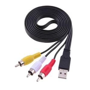 USB A Male to 3 RCA Male Splitter Audio Video AV Composite Cable for TV/Mac/PC - Picture 1 of 6