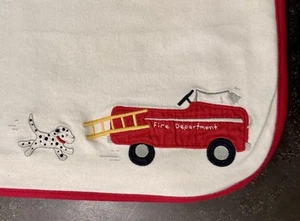 Gymboree 2007 Vintage baby BLANKET Boy FIRE ALARM Fire Truck Dalmatian Dog RARE - Picture 1 of 12