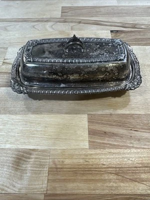 Plato de mantequilla plateado vintage Pilgrim Silver Co. con tapa marcado "Pilgrim 73" Foto 1 de 4