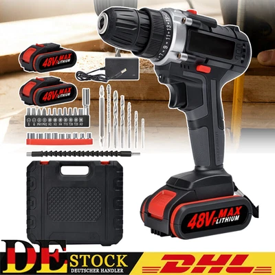 Akkuschrauber +Bohrschrauber 48V Max+ Akku+Ladegerät+Schlagbohr Funktion Matrix - Bild 1 von 4