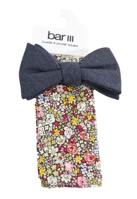 Pajarita Bar lll Para Hombres Cuello y Cuadrado de Bolsillo Nuevo Azul Marino Rojo Floral Cuadrado Fiesta Foto 1 de 2